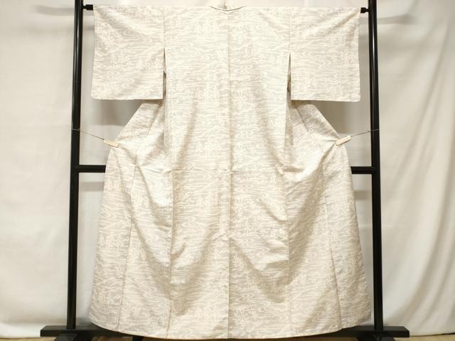 平和屋着物■上質な紬 流水遠山樹林文 正絹 逸品 CABC0230ev