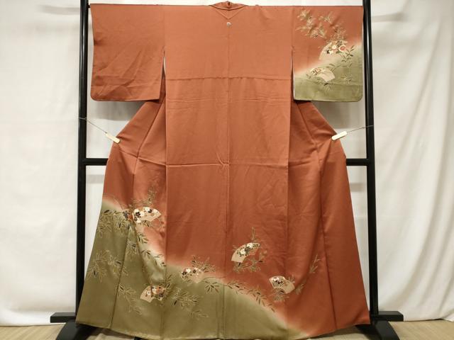 平和屋着物■訪問着 地紙枝花文 暈し染め 金彩 正絹 逸品 CABC0253ev