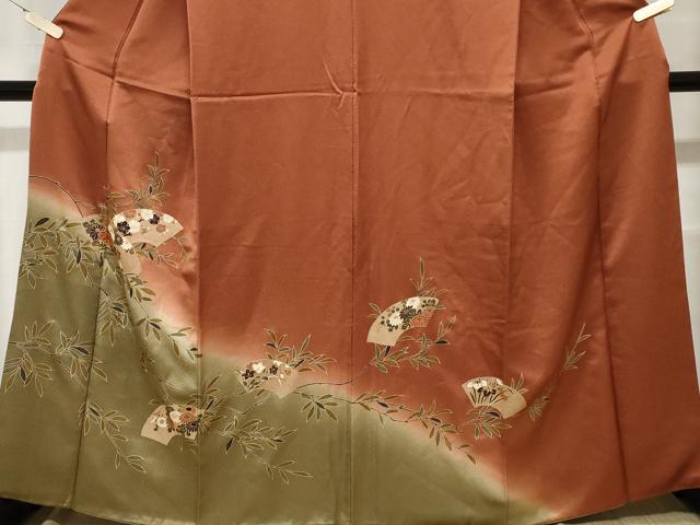 平和屋着物■訪問着 地紙枝花文 暈し染め 金彩 正絹 逸品 CABC0253ev