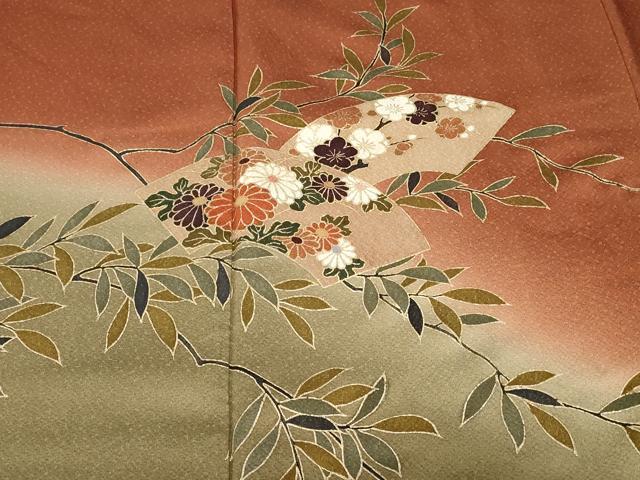 平和屋着物■訪問着 地紙枝花文 暈し染め 金彩 正絹 逸品 CABC0253ev