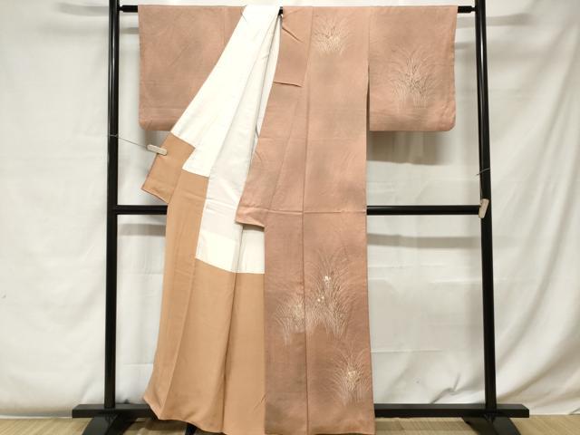 平和屋着物■訪問着 刺繍 手描き 草花文 暈し染め 正絹 逸品 CABC0313ev