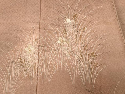 平和屋着物■訪問着 刺繍 手描き 草花文 暈し染め 正絹 逸品 CABC0313ev