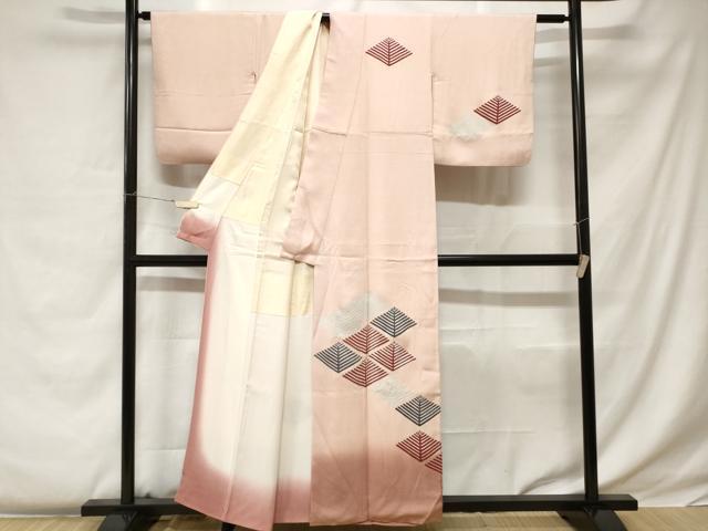平和屋着物■訪問着 駒刺繍 松葉文 暈し染め 正絹 逸品 CABC0315ev