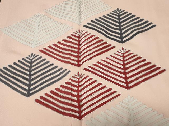 平和屋着物■訪問着 駒刺繍 松葉文 暈し染め 正絹 逸品 CABC0315ev