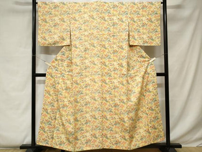 平和屋着物■上質な小紋 流水草花文 正絹 逸品 CABC0319ev