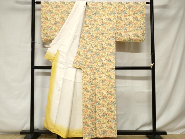 平和屋着物■上質な小紋 流水草花文 正絹 逸品 CABC0319ev