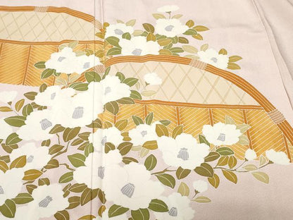 平和屋着物■訪問着 枝椿文 正絹 逸品 CABC0346ev