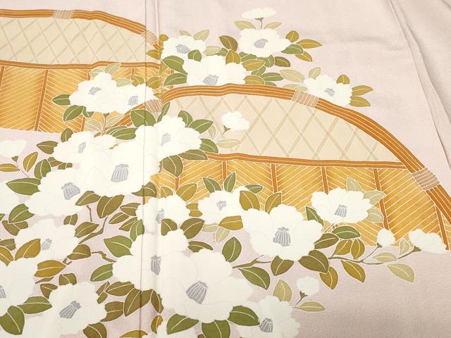 平和屋着物■訪問着 枝椿文 正絹 逸品 CABC0346ev