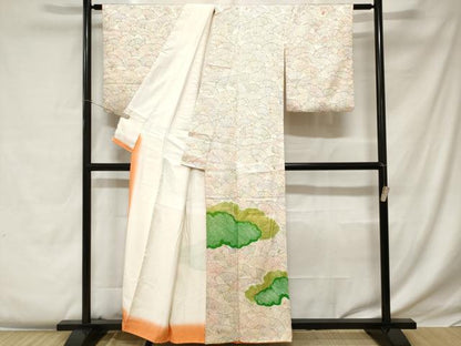 平和屋着物■色留訪問着　絞り　扇面尽くし　金彩　正絹　逸品　CABC0348ev