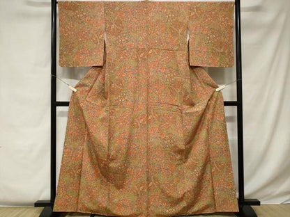 平和屋着物■上質な小紋 更紗花鳥文 正絹 逸品 CABC0355ev