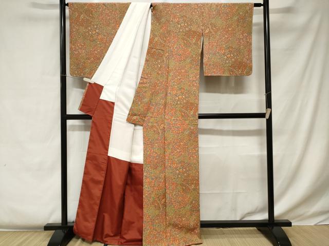 平和屋着物■上質な小紋 更紗花鳥文 正絹 逸品 CABC0355ev