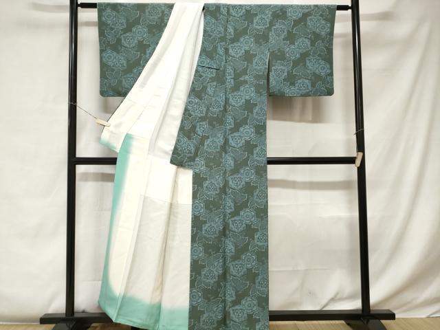 平和屋着物■上質な小紋 亀甲重ね花文 正絹 逸品 CABC0364ev