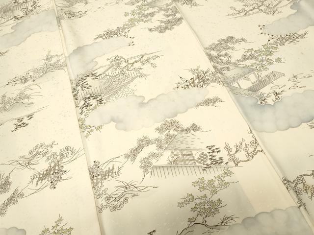 平和屋着物■上質な小紋 雲取り風景文 正絹 逸品 CABC0376ev