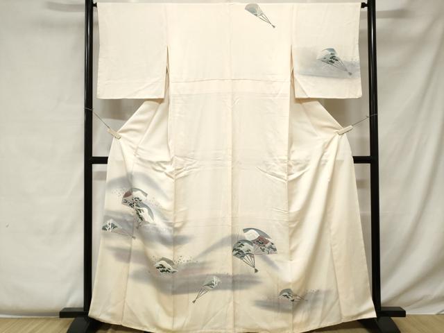 平和屋着物■訪問着 扇面枝松文 箔散らし 暈し染め 金彩 正絹 逸品 CABC0380ev