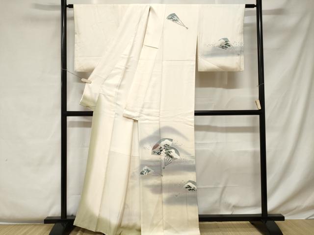 平和屋着物■訪問着 扇面枝松文 箔散らし 暈し染め 金彩 正絹 逸品 CABC0380ev