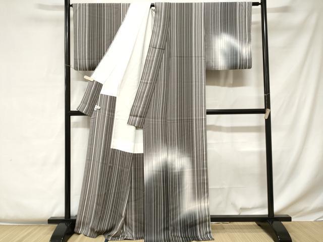平和屋着物●訪問着 縞 霞文 暈し染め 正絹 逸品 CABC0388ev