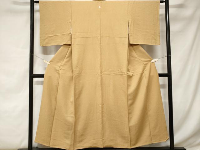 平和屋着物■上質な色無地 霞地紋 飴色 正絹 逸品 CABC0394ev