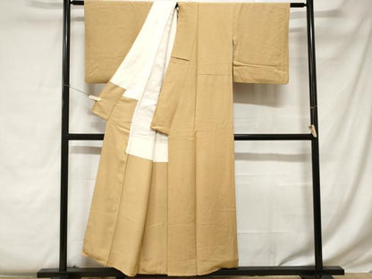 平和屋着物■上質な色無地 霞地紋 飴色 正絹 逸品 CABC0394ev
