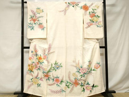 平和屋着物■訪問着 刺繍 枝花文 金彩 正絹 逸品 CABC0414ev