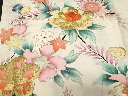 平和屋着物■訪問着 刺繍 枝花文 金彩 正絹 逸品 CABC0414ev