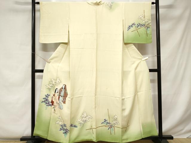 平和屋着物■訪問着 作家物 人物文 万寿菊 暈し染め 正絹 逸品 CABC0420ev