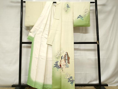 平和屋着物■訪問着 作家物 人物文 万寿菊 暈し染め 正絹 逸品 CABC0420ev