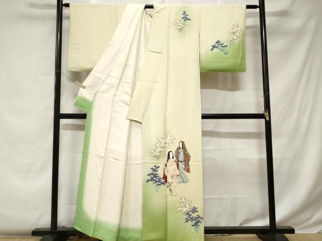 平和屋着物■訪問着 作家物 人物文 万寿菊 暈し染め 正絹 逸品 CABC0420ev