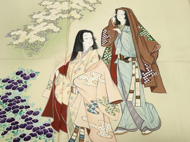 平和屋着物■訪問着 作家物 人物文 万寿菊 暈し染め 正絹 逸品 CABC0420ev