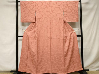 平和屋着物■上質な色無地 石畳花地紋 薄紅色 正絹 逸品 CABC0446ev