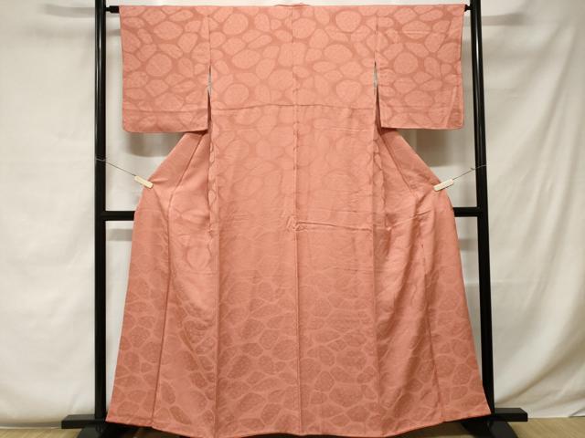 平和屋着物■上質な色無地 石畳花地紋 薄紅色 正絹 逸品 CABC0446ev