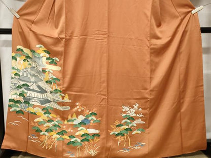 平和屋着物■訪問着 松竹梅風景文 正絹 逸品 CABC0450ev