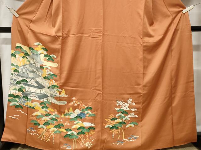 平和屋着物■訪問着 松竹梅風景文 正絹 逸品 CABC0450ev