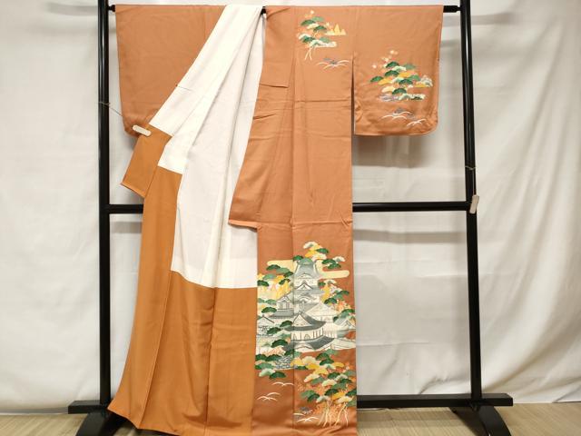 平和屋着物■訪問着 松竹梅風景文 正絹 逸品 CABC0450ev