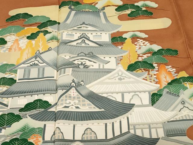 平和屋着物■訪問着 松竹梅風景文 正絹 逸品 CABC0450ev