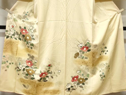 平和屋着物■訪問着 手描き 枝椿文 金彩 正絹 逸品 CABC0453ev