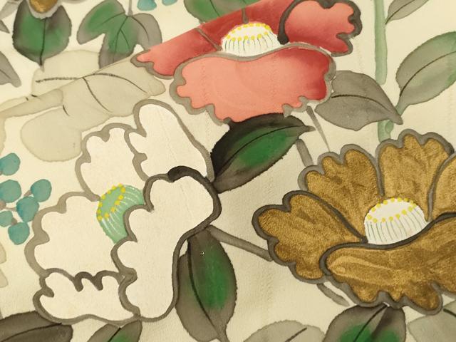 平和屋着物■訪問着 手描き 枝椿文 金彩 正絹 逸品 CABC0453ev