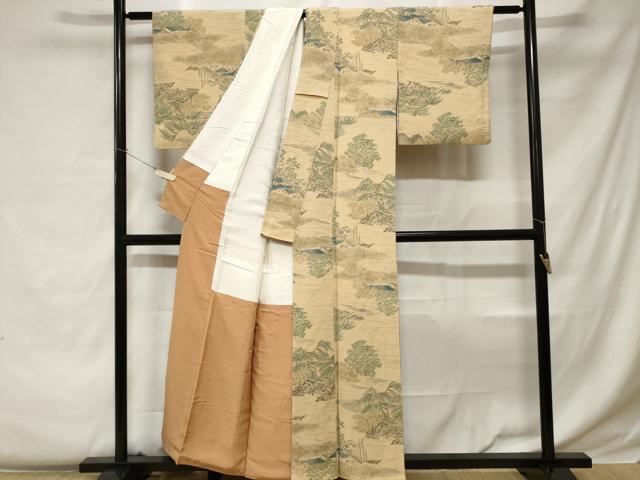 平和屋着物■上質な小紋 御所土器文 鬼しぼ縮緬 正絹 逸品 CABC0458ev