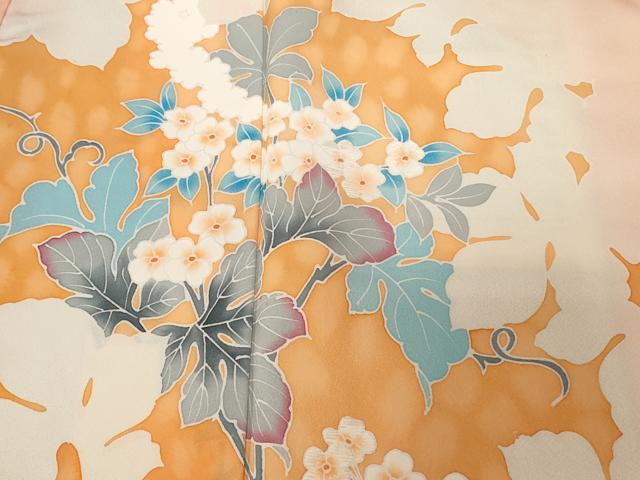 平和屋着物■訪問着 刺繍 枝花文 シルエット 暈し染め 正絹 逸品 CABC0506ev