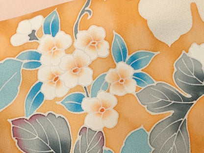 平和屋着物■訪問着 刺繍 枝花文 シルエット 暈し染め 正絹 逸品 CABC0506ev