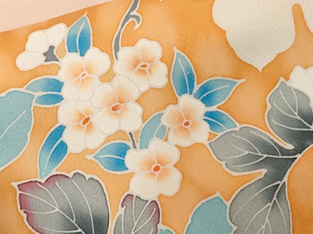 平和屋着物■訪問着 刺繍 枝花文 シルエット 暈し染め 正絹 逸品 CABC0506ev