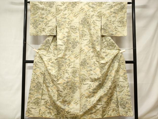 平和屋着物■上質な紬　風景文　正絹　逸品　CABC0517ev