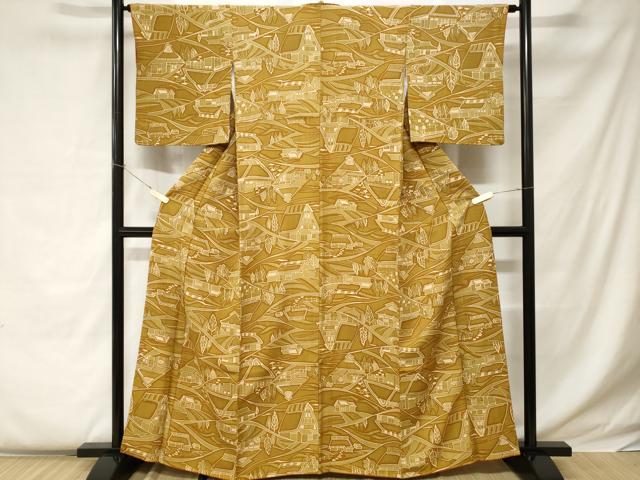 平和屋着物■上質な小紋 風景文 正絹 逸品 CABC0524ev