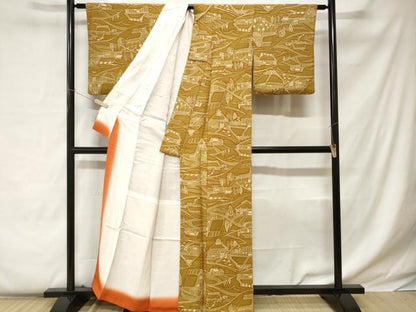 平和屋着物■上質な小紋 風景文 正絹 逸品 CABC0524ev