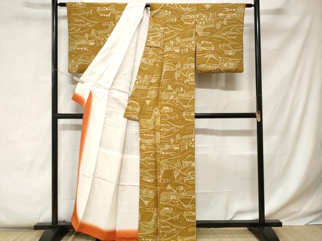 平和屋着物■上質な小紋 風景文 正絹 逸品 CABC0524ev