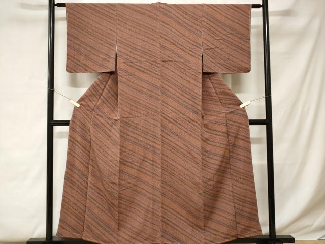 平和屋着物■上質な小紋 斜線花文 正絹 逸品 CABC0525ev