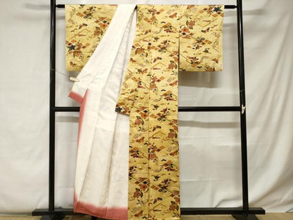 平和屋着物■上質な小紋 更紗花蝶文 正絹 逸品 CABC0527ev