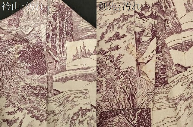 平和屋着物■上質な小紋 切嵌風景文 正絹 逸品 CABC0534ev