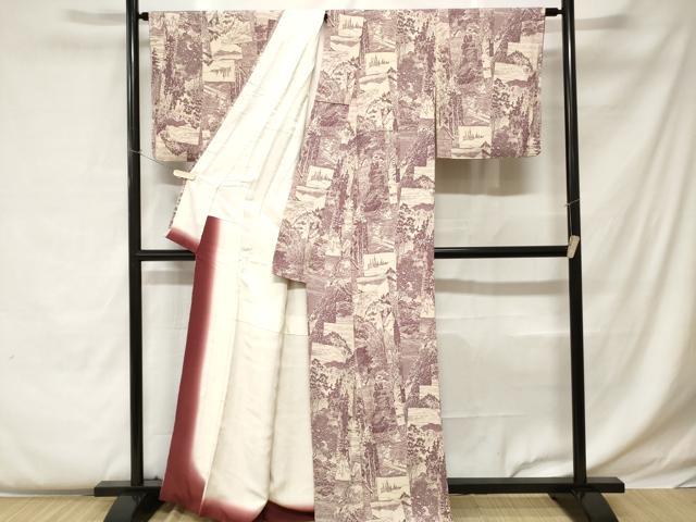 平和屋着物■上質な小紋 切嵌風景文 正絹 逸品 CABC0534ev