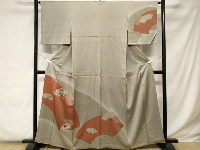 平和屋着物■訪問着 刺繍 地紙枝椿文 金糸 正絹 逸品 CABC0536ev