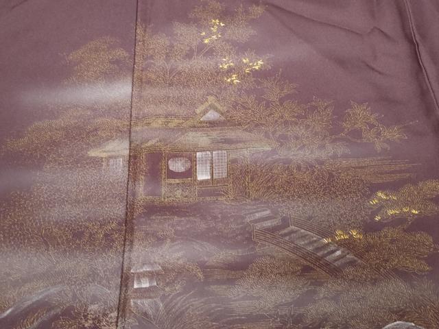 平和屋着物■訪問着 刺繍 風景文 暈し染め 金彩 正絹 逸品 CABC0555ev
